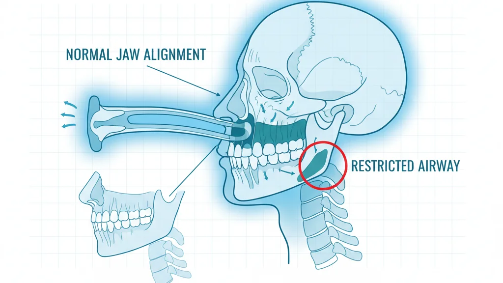 3D rendering of human airway showing connection between jaw structure and breathing for sleep apnea screening
