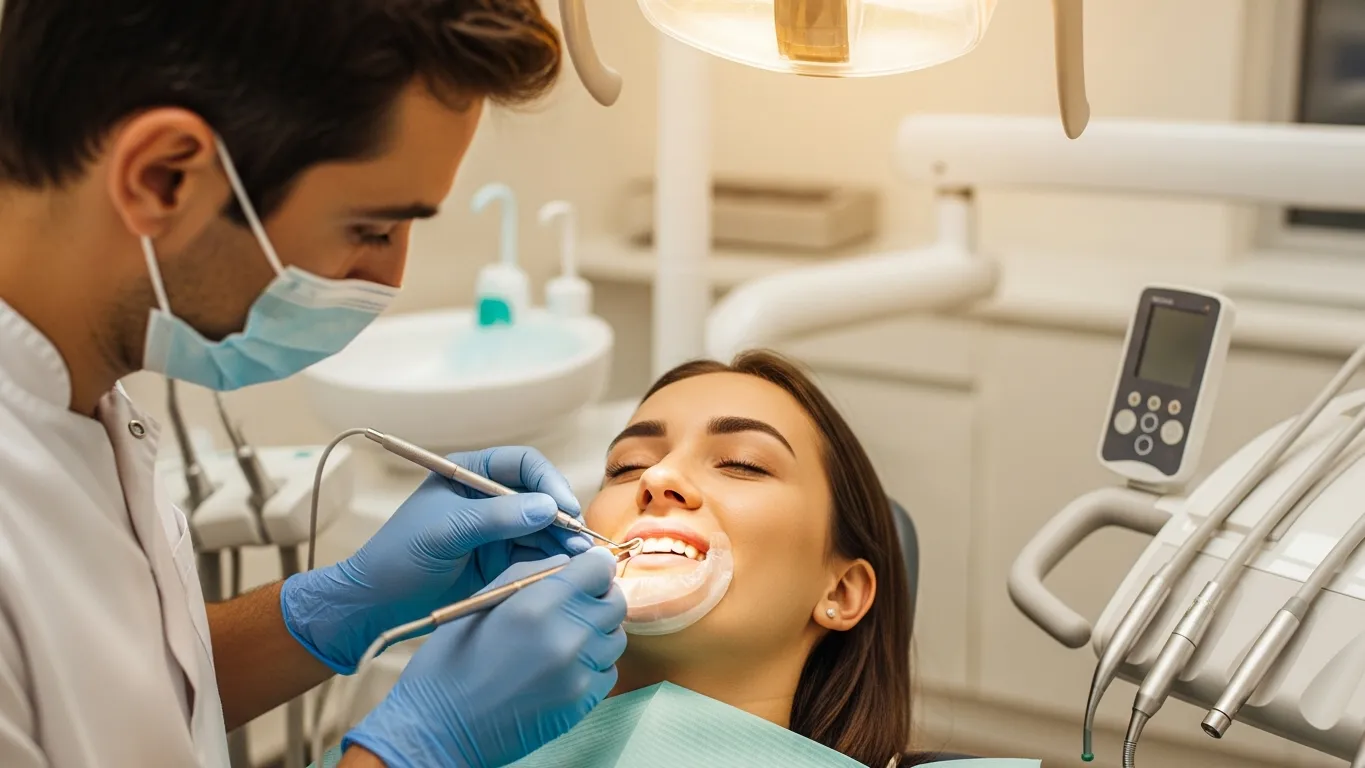 Dentist applying composite resin for cosmetic dental bonding in Brentwood