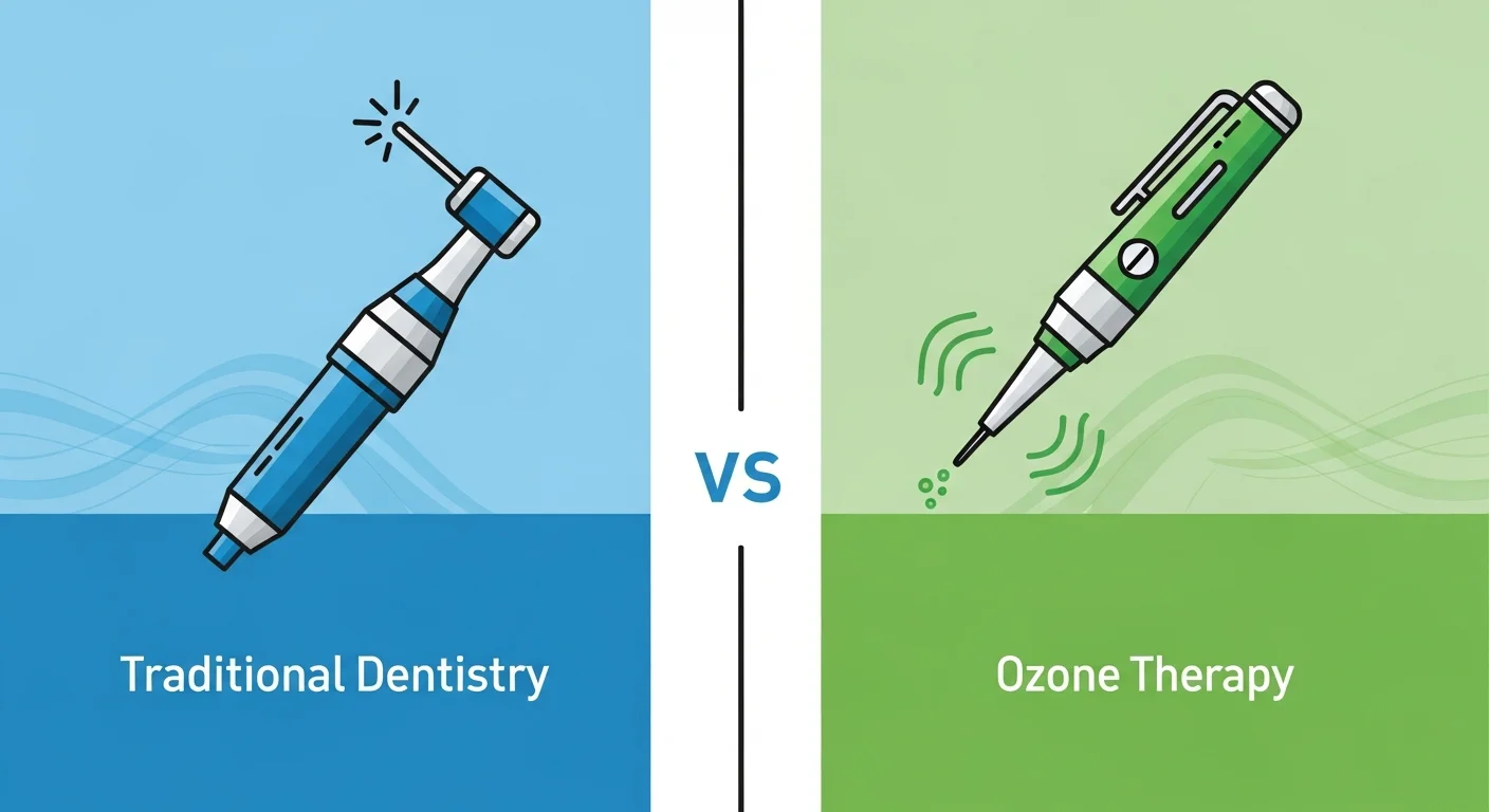 Comparison of traditional dentistry with a dental drill versus ozone therapy with a gas applicator