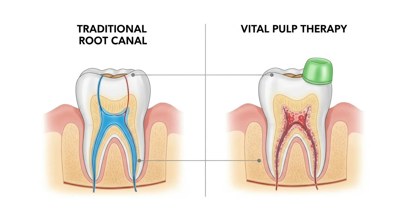 Comparison of traditional root canal treatment versus vital pulp therapy alternatives